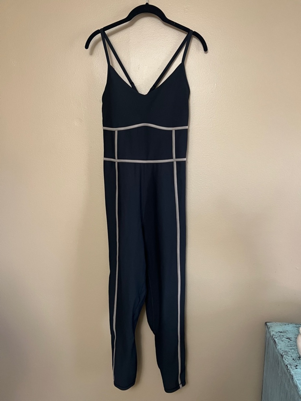 NWT Abercrombie & Fitch Black Jumpsuit with Light Contrast Piping